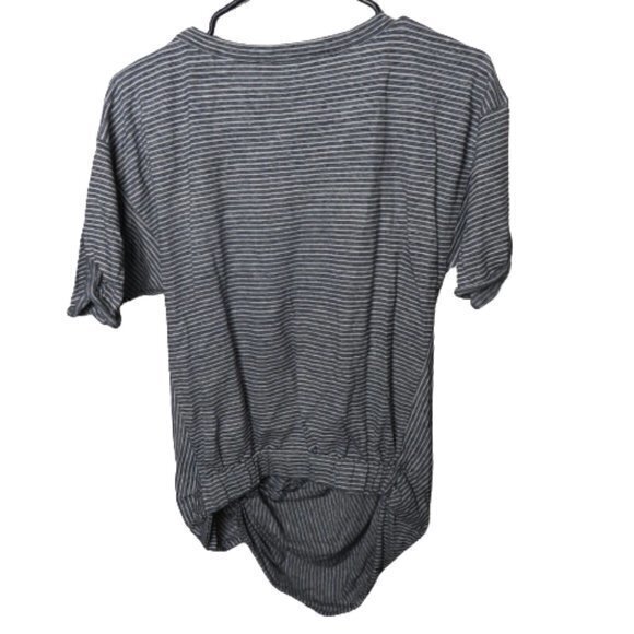 Sundance Emmaline Linen Blend Front Twist Short Sleeve Striped Top - Picture 2 of 4